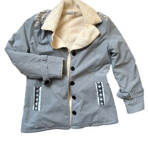 Fleece lined blue Aztec print jacket